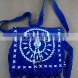 Handmade Western Style Real Suede Leather Beaded Ladies Shoulder Bag Fringed thumbnail-1