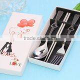3in1 Set Stainless Steel LOVE Fork Spoon Chopsticks Gift Set thumbnail-1