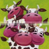 Stretched canvas cute cows painting