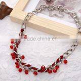 Exclusive Design National Hand-woven Red Roped Beaded Curved Needle Diy Crystal Necklace Choker Necklace thumbnail-5