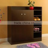 Artistic 2doors walnut color wall shoes storage