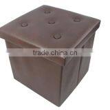 Store More Leather Folding Storage Stool With Buttons thumbnail-2