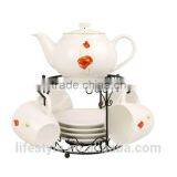Ceramic Tea Set, Porcelain Coffee Set With Decal thumbnail-4
