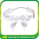 White Pre-tied Ribbon Bow With Elastic Loop