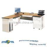 OA-4S L Shape Wooden Desktop and Steel Cabinet Office Desk thumbnail-1