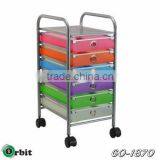 Colorful 4 Tier Plastic Storage Trolley With Drawers, Space Saving Storage Cabinet thumbnail-4