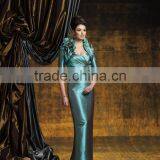 Taffeta Short Sleeve Long Formal Dresses thumbnail-1