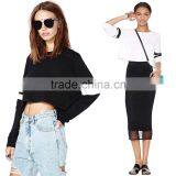 New Hip Hop Women Crop Tops Patchwork Long Sleeve Casual Loose Pullover Bomber Sweatshirt thumbnail-2
