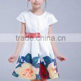 Wholesale Girls Skirt 2016 Summer New Short-sleeved Large Flower Girl Print Dresses Ruffle Princess Skirt With Belt thumbnail-2