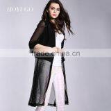 HOYUGO 2015 Spring New Middle Long Fashion Real Silk Transparency Coat thumbnail-1