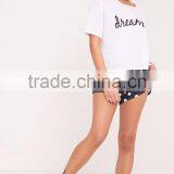 Custom Logo Print Loose Top Short Sleeve With Dots Shorts Causal Pajama Set Ladies Pyjama Set thumbnail-5