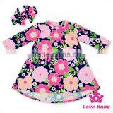 48BQA141 Lovebaby New Fashion Girls Printed Flowers With Bow Headband Kids Dress Casual Frock Designs thumbnail-1