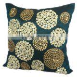 Mother of Pearl Embroidery Pillows Embllished Pillows Teal Embroidery Pillow Pearl Embroidery Pillows Beaded Teal Gold Pillows thumbnail-5