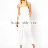 Wholesale Latest Design White Bandeau 7/8 Tailored Jumpsuit for Summer thumbnail-1