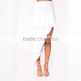 Asymmetrical Long White Tiered Skirt for Summer Designer Woman Party Wear thumbnail-4