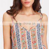Fashion Floral Striped Double V-neck Top, Ladies Sexy Cami Top thumbnail-5