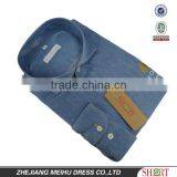 Men's Fancy Big Cutaway Collar Embroidered Logo Causal Denim Shirt thumbnail-1