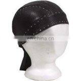 HMB-901K LEATHER SKULL CAPS DURAG BLACK STUDS WORK BANDANA HATS
