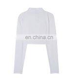 Custom Logo Hot Selling Long Sleeve Crop Top Women Plain Crop Tops Wholesale thumbnail-2