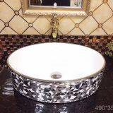 Good Sale Bathroom Tabletop Ceramics Luxury Round Shape no Hole Big Size Slivery Decoration Wash Hand Art Basin Sink