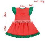 Fashion Children Summer Dress Ruffle Cotton Baby Girls Cute Red and Green Dress thumbnail-5