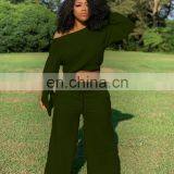 Wholesale Long Sleeves Tops And Loose Pants Work Clothing Two Piece Set For Women thumbnail-5