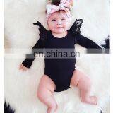 2019 New Black White Striped Rompers Infant Toddler Flutter Sleeve Romper Baby Unique Bodysuits thumbnail-2