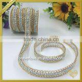 Hot Fix 2 Rows Green Resin Stones Trimming Iron on Glitter Trim Alloy Rhinestone Chain FHRS-014 thumbnail-3