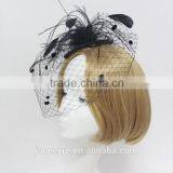 High Quality Handmade Black Veil Fascinator Hat With Feather thumbnail-5