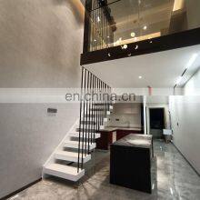 Modern Invisible Stringer Tempered Glass Balustrade Floating Stairs Staircase For Hotels thumbnail-2
