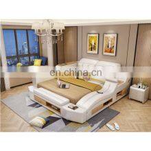 Luxury Modern Style Leather Sofa Wood Beds Room Furniture for Home or Hotel thumbnail-1