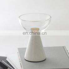 Modern Marble Stand Nordic Glass Dry Fruit Compote Cookie Chocolate Candy Desert Wedding Decoration Bowl thumbnail-5