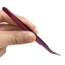 Professional Precise Eyelash Grafting Tweezers Planting Eyelash Clip Purple Straight Head Elbow Eyelash Clip Cute Eyelash Tool Sticker thumbnail-3