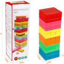 Wooden Colourful Toppling Tower Stacking Game With Storage Bag Building Blocks Learning Educational Montessori Toy thumbnail-2