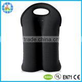 Black Insulated Neoprene Two Bottle Wine Tote With Factory Price thumbnail-1