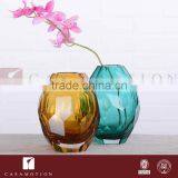 Casamotion Shiny European Small Diamond Amber Color Handmade Glass Flower Vase thumbnail-2