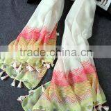 Fresh New Design Long Large Size Fashion Women Linen Cotton Tassel Scarf thumbnail-2