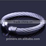 NEW Design Silver With 18K Gold Cable Cuff Bangles Classics Bracelet thumbnail-2