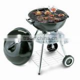 Round BBQ Kettle with Handles and Wheels Made of Iron