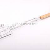 Safe Food Grade Non-stick Bbq Grill Wire Mesh With Wooden Handle thumbnail-2