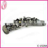 America Popular Antique Metal Rhinestone Flower Banana Hair Clips for Women thumbnail-1