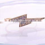 Hot Sale Gold Plated Double Finger Fashion Ring High Quality Lightning Design Rings With Crystal Rhinestone Jewelry thumbnail-4