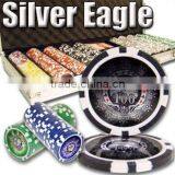 500pc Silver Eagle Professional Texas Customized Poker Chip Set thumbnail-1