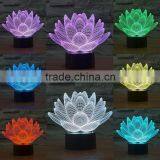 3D Optical Night Light Lotus 7 RGB Light Colors 10 LEDs AA Battery or DC 5V Mixed Lot thumbnail-1