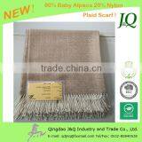 Warm Soft Pluffy Alpaca Blended Plaid Throw thumbnail-1