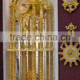 Latest Design Double Layer Grandfather Antique Clock, 24K Gold Copper Clock, Onyx Tube Marble Base Floor Clock thumbnail-2