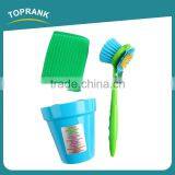 Toprank New Design Kitchen Super Cleaning Ability Flower Shaped Cleaning Brush Set Sponge Dish Scrubber Brush With Sucker thumbnail-2