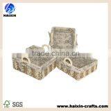 High Quslity Handmade Woven Flat-Bottomed Storage Basket With Handle thumbnail-1