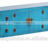 CYAN ORIENTAL WOODEN CABINET W/2 DOORS & 8 DRAWERS thumbnail-1