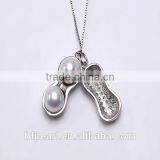8.5mm Unique White Pearl Pendant Designs With a Sterling Silver Chain thumbnail-1